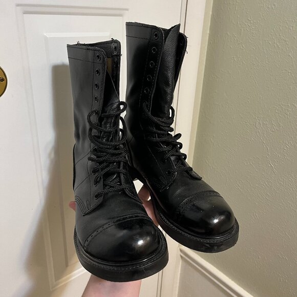 HH Brand Other - HH Brand - Airborne Jump Combat Boots - Black Leather - Lace Up -  Size 8 - USA